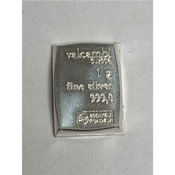 Valcambi Suisse 1 Gram .999 Fine Silver Wafer Bar