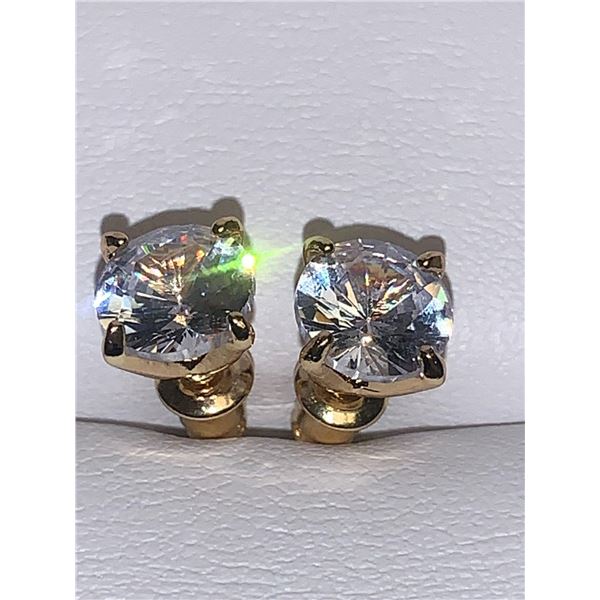 Brilliant Cut 1.0 Carat Solitaire Round Stud Earring Set NEW with secure backings