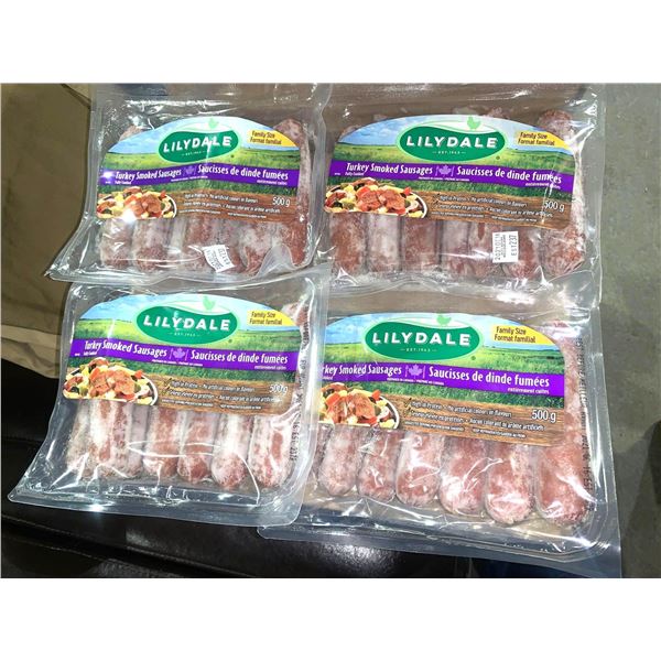 Lilydale Turkey Smoked Sausages Family Size - Lot of 4 x 500g