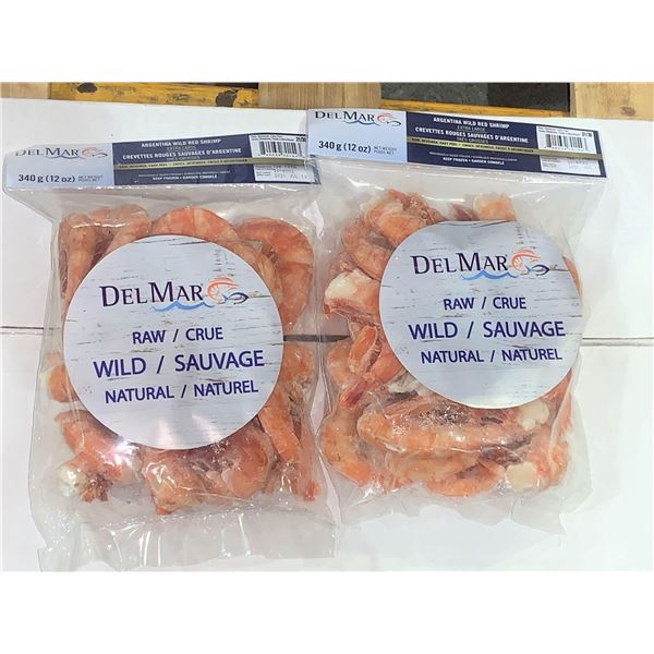 Del Mar Natural Argentina Wild Red Shrimp Lot of 2 x 340g