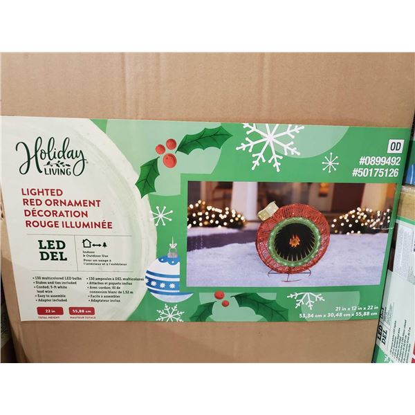 *NEW* Holiday Living LED Lighted Red Ornament 22"
