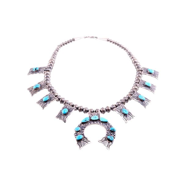 Navajo HUGE Squash Blossom Necklace by S. Cayatino