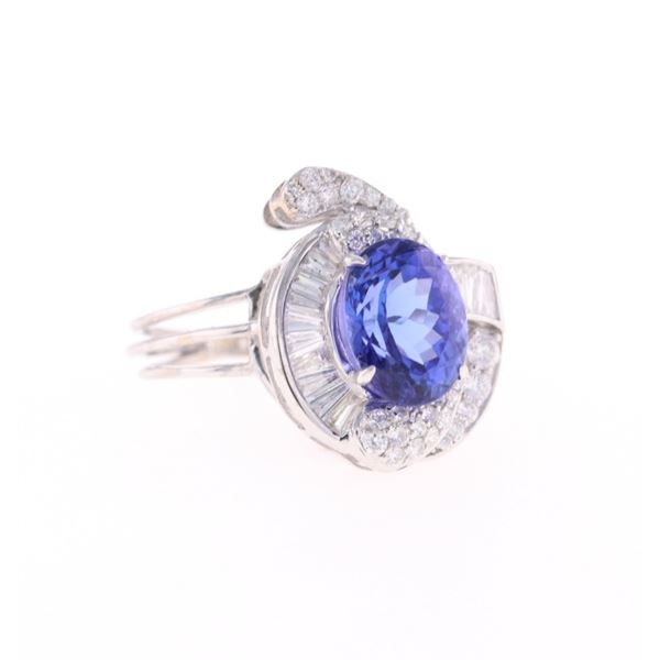 3.66ct Tanzanite Diamond & 18k White Gold Ring