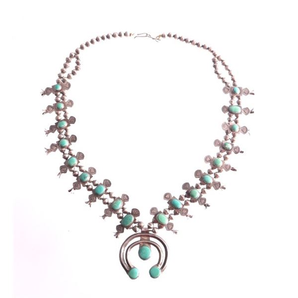 Navajo Silver Bow Tie Squash Blossom 1930's