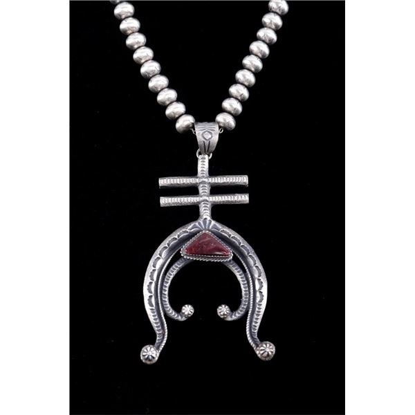 Navajo Tufa Squash Cross of Lorainne Necklace