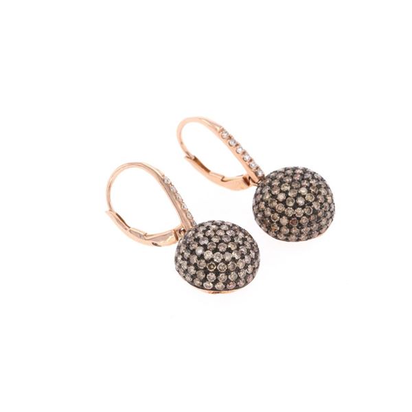 Vintage Cluster 2.67ct Brown Diamond 14k Earrings