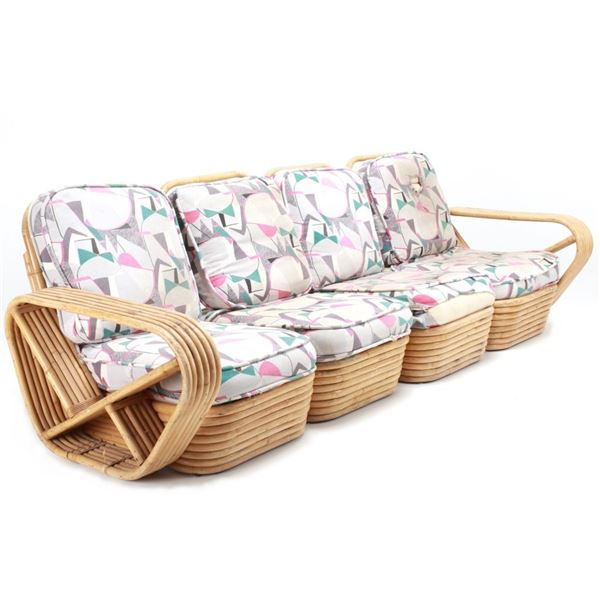 Original Paul Frankel Pretzel Rattan Couch c 1960s