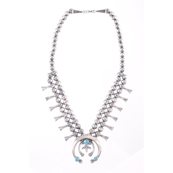 Navajo Mitchell Silver & Turquoise Squash Blossom