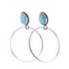 Image 1 : Navajo Elouise Kee Silver & Larimar Hoop Earrings