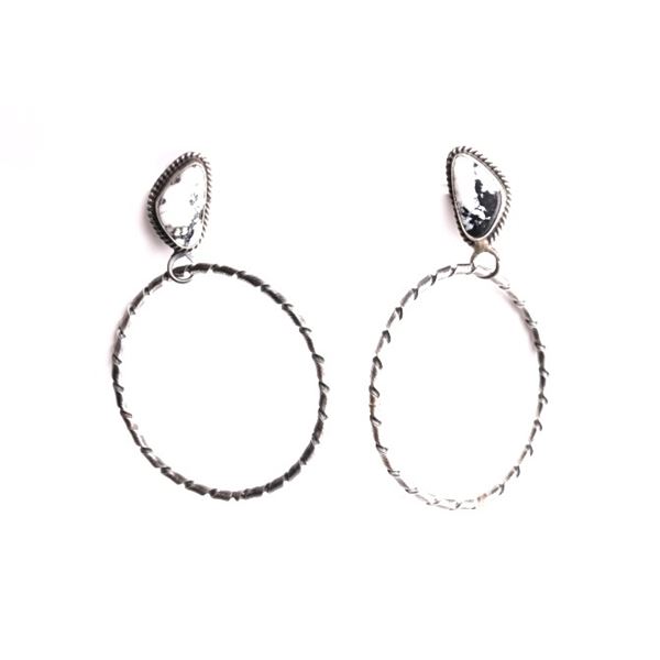 Navajo E. Kee White Buffalo Turquoise Earrings