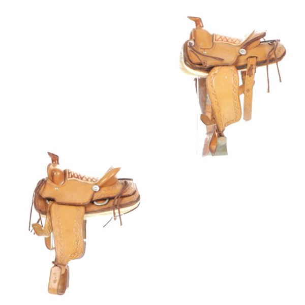 Rare Tooled Salesman Sample Saddle Pair