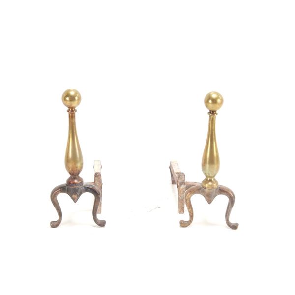 Early 19th Century Brass Fireplace Andirons