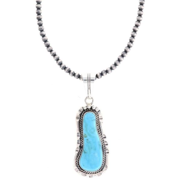 Navajo Sam Yellowhair Silver & Turquoise Necklace