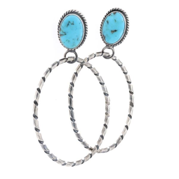 Navajo Elouise Kee Silver & Turquoise Earrings