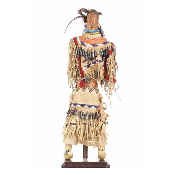 Apache Beaded Wood & Hide Doll c. 19th Century