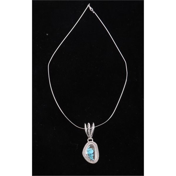 Navajo S Jack Sterling Silver & Turquoise Necklace