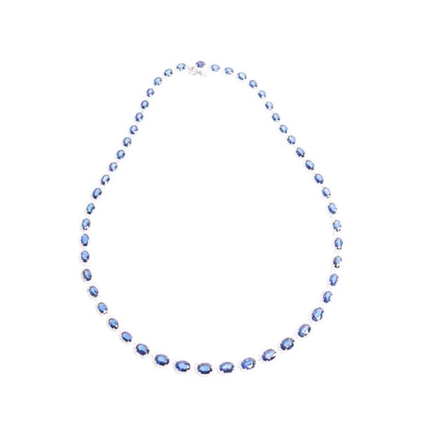 30.56ct Blue Sapphire Diamond & 14k Gold Necklace