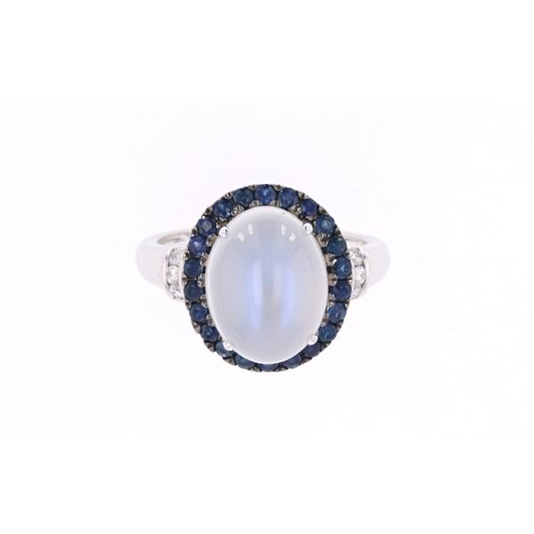 Outstanding Moonstone & Diamond 14k Gold Ring