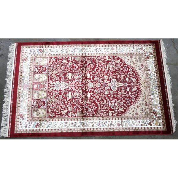 Mid 1900's Hereke Turkish Fine Silk Area Rug