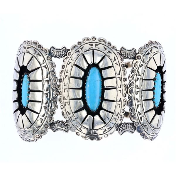 Large Lakota Turquoise Shadowbox Bracelet