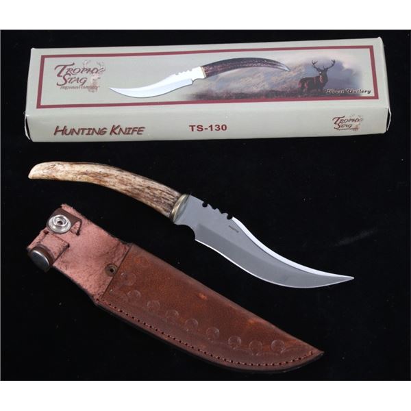 Trophy Stag Antler Tine Trailing Point TS130 Knife