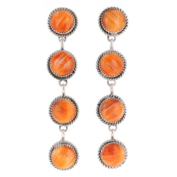 Navajo Orange Spiny Oyster Dangle Earrings