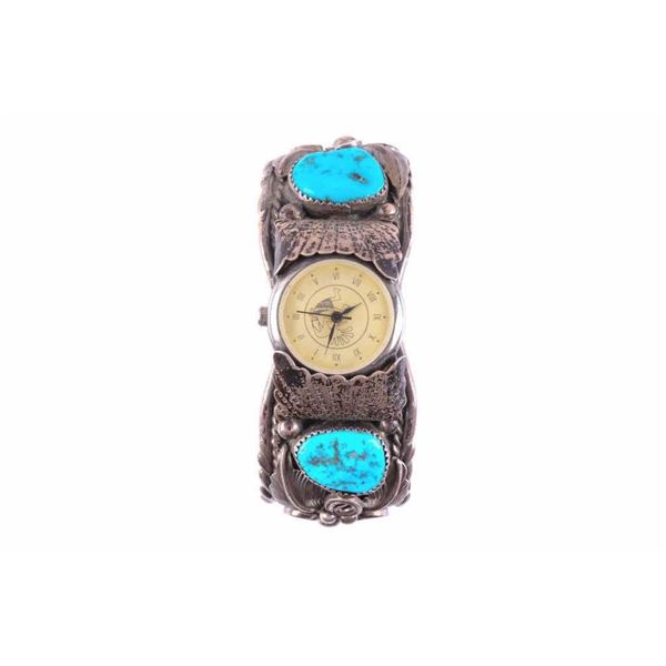 Navajo Sterling Sterling Turquoise Watch Bracelet