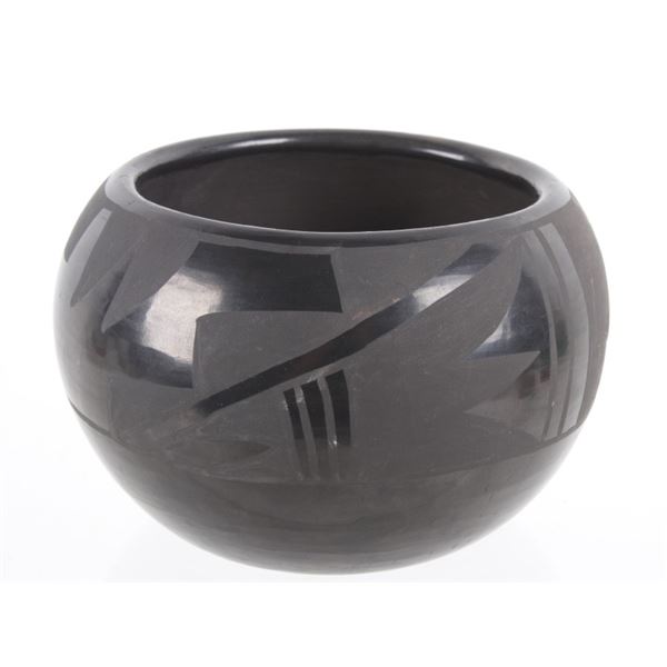 Santa Clara Pueblo Black on Black Pottery Vessel