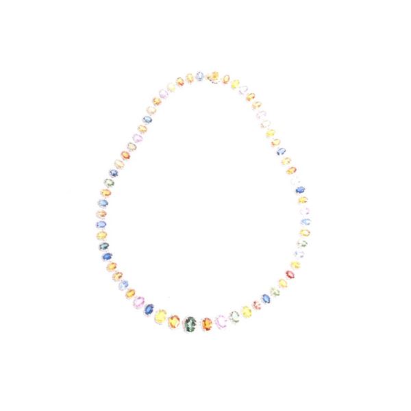 40.66ct Multi-Colored Sapphire & Diamond Necklace