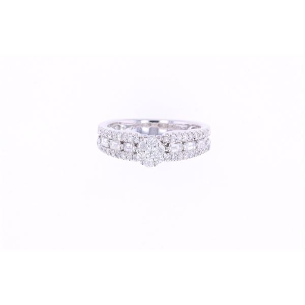 Double Engagement Diamond & 14k White Gold Ring