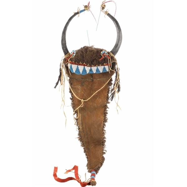 Northern Cheyenne Split Buffalo Horn Beaded Bonnet