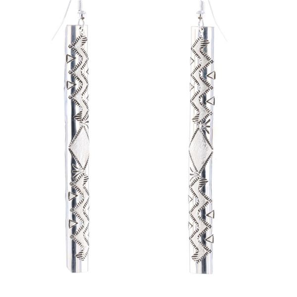 Navajo Zane Tahe Embossed Sterling Silver Earrings