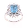 Art Deco Aquamarine Diamond & 18k White Gold Ring