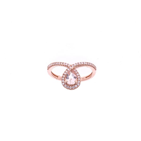 Ribbon Morganite Diamond & 14k Rose Gold Ring