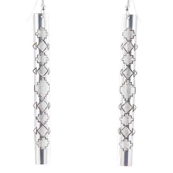 Navajo Zane Tahe Embossed Sterling Silver Earrings