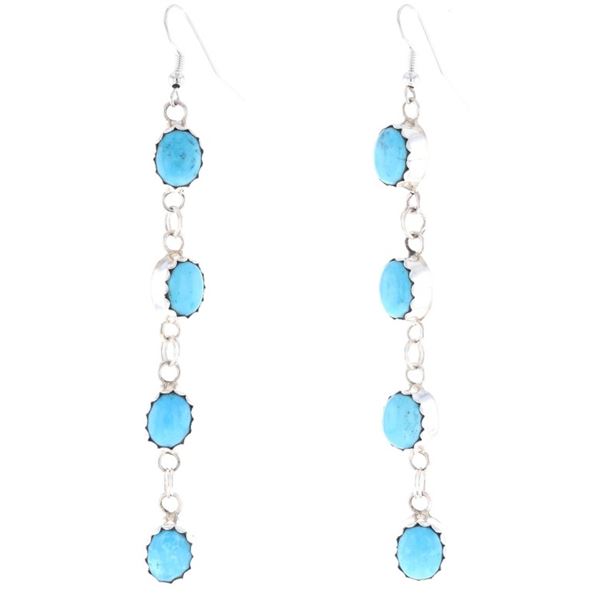 Navajo Sterling Silver & Turquoise Dangle Earrings