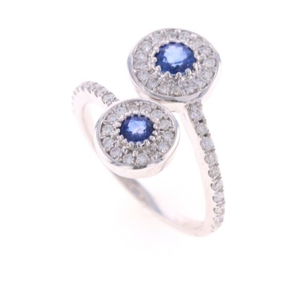 Freeform Natural Sapphire Diamond & 14k Gold Ring