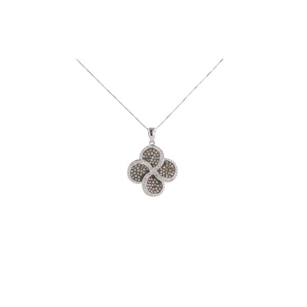 Clover Brown & White Diamond 14k Gold Necklace
