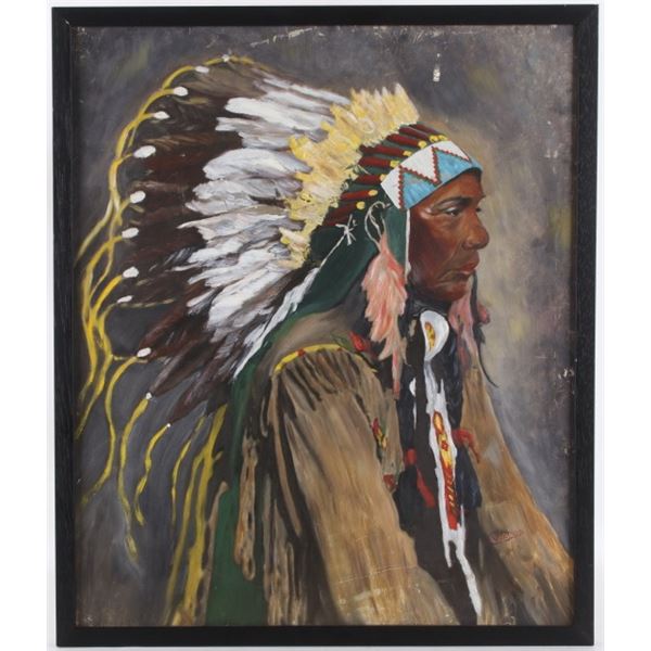 Original Ceremonial Native Oil Painting by Watson