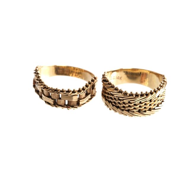 14K Gold Vintage Half Mesh Chain Rings