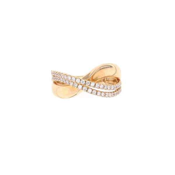 Art Deco Ribbon Diamond & 14k Yellow Gold Ring