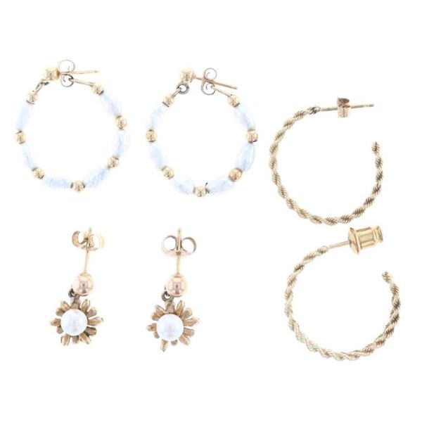 Vintage Gold & Pearl Pierced Earring Collection