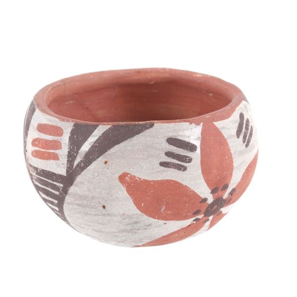 Isleta Pueblo Polychrome Pottery Bowl c. 1930's