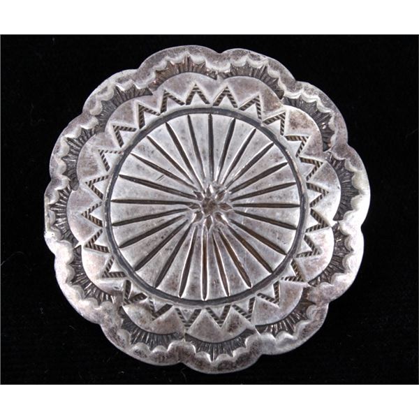 Navajo Pawn Large Concho by B Cleveland 1940-60's