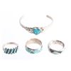 Image 2 : Navajo Old Pawn Silver Turquoise Rings & Bracelet