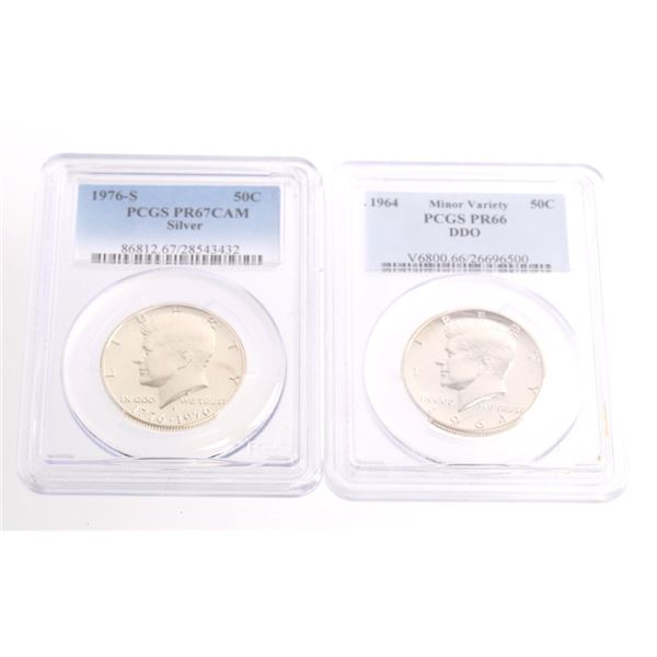 1964 & 1976S Kennedy Half Dollar PCGS PR66-67CAM