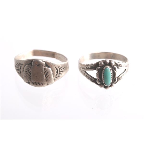 Navajo Fred Harvey Sterling Silver Ring Pair
