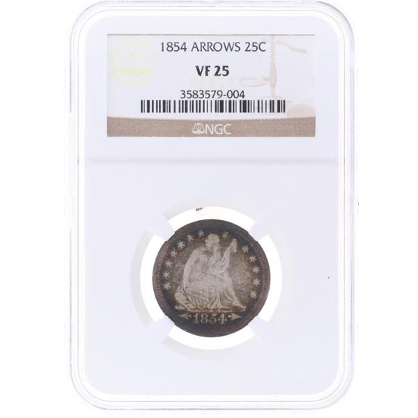 1854 Seated Liberty Quarter NGC VF 25