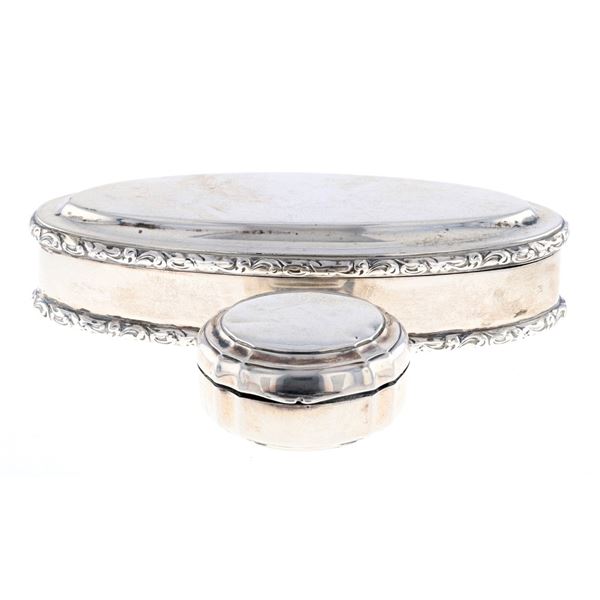 Vintage .830 Silver Vanity Dresser Box Pair