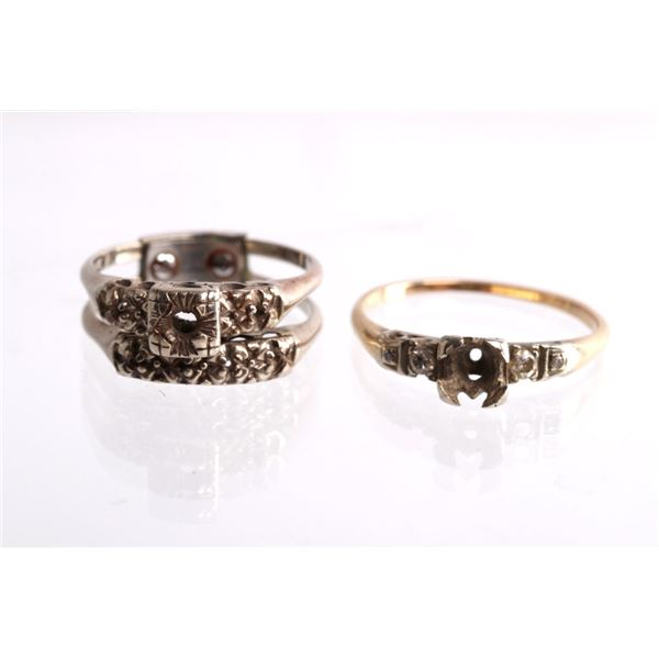 1930-40 14 Karat Gold & Diamond Wedding Rings